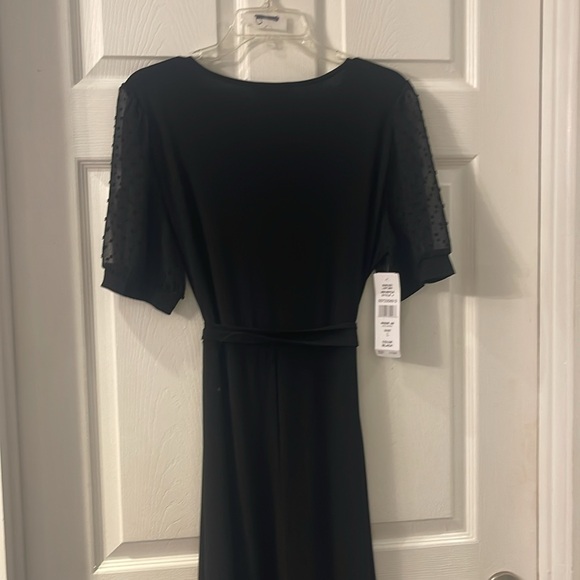 NWT, MSK black dress, large, lined, sheer dot sleeves - Picture 6 of 7